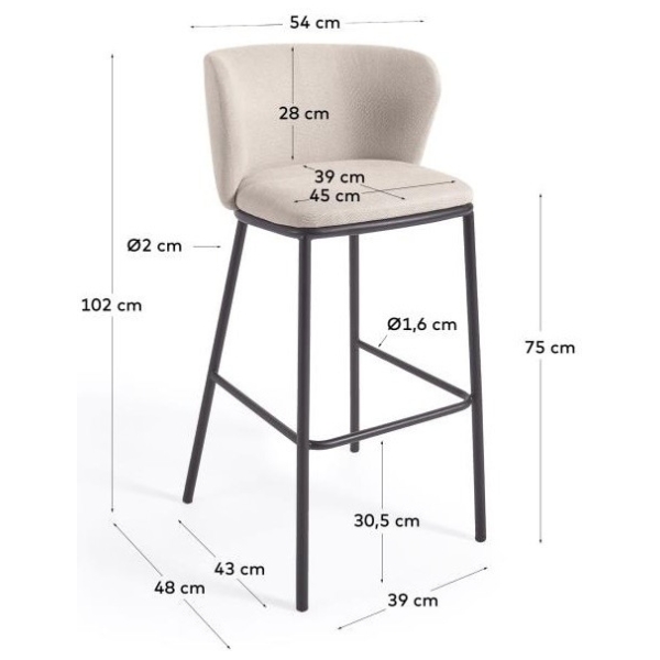 TABURETE ALTO TAPIZADO GISELA BEIG - 5