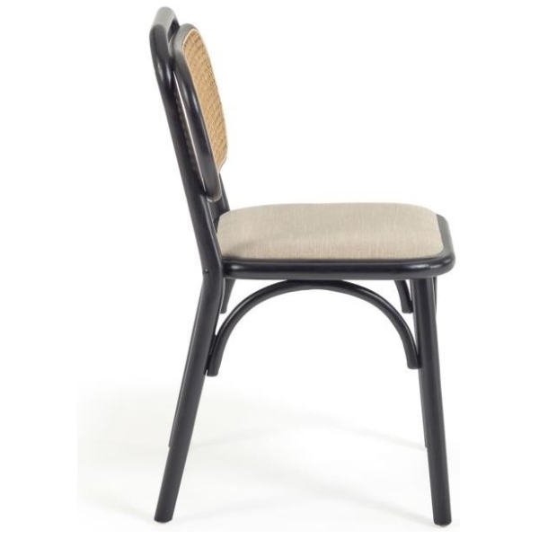 SILLA DORIANE NEGRO EN RATÁN NATURAL. - 1