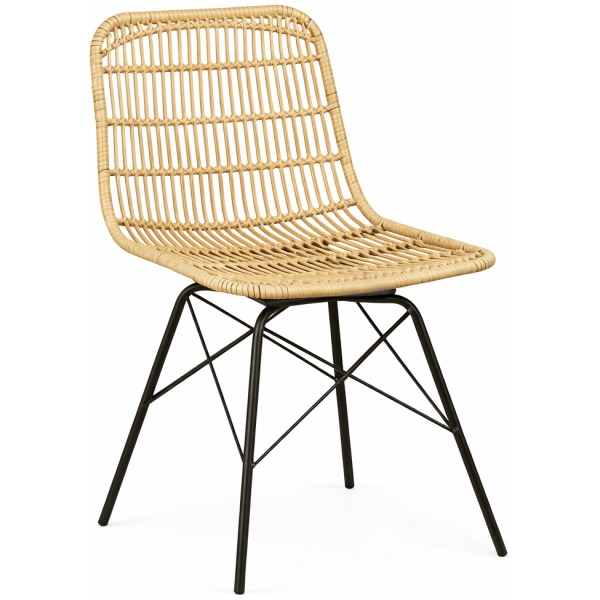 Silla Atenea en acero negro y médula