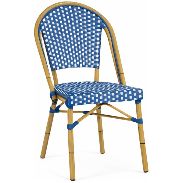Silla M1201A imitación caña asiento blanco/azul