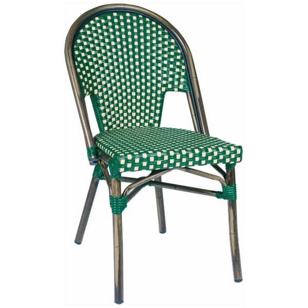 SILLA TIVOLI EN ALUMINIO Y TEXTILINE VERDE Y CREMA DE INTURMOBLE - 1