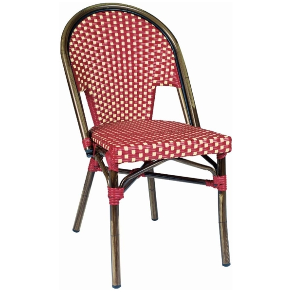 SILLA TIVOLI EN ALUMINIO Y TEXTILINE ROJO Y CREMA DE INTURMOBLE - 1