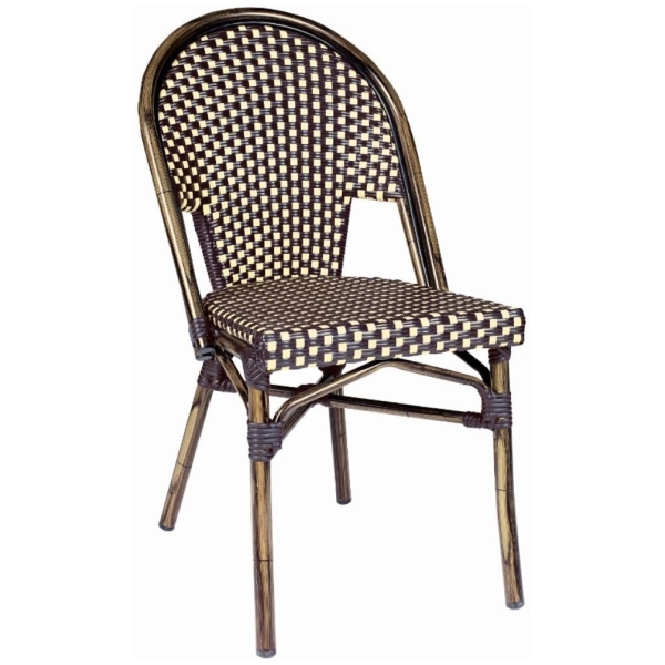 SILLA TIVOLI EN ALUMINIO Y TEXTILINE MARRÓN Y CREMA DE INTURMOBLE - 1