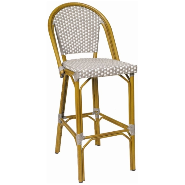 TABURETE TIVOLI EN ALUMINIO Y TEXTILINE GRIS Y BLANCO DE INTURMOBLE - 1