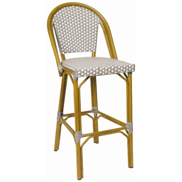 TABURETE TIVOLI EN ALUMINIO Y TEXTILINE GRIS Y BLANCO DE INTURMOBLE - 1