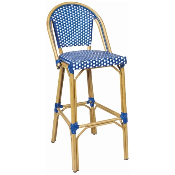 TABURETE TIVOLI EN ALUMINIO Y TEXTILINE AZULY BLANCO DE INTURMOBLE - 1