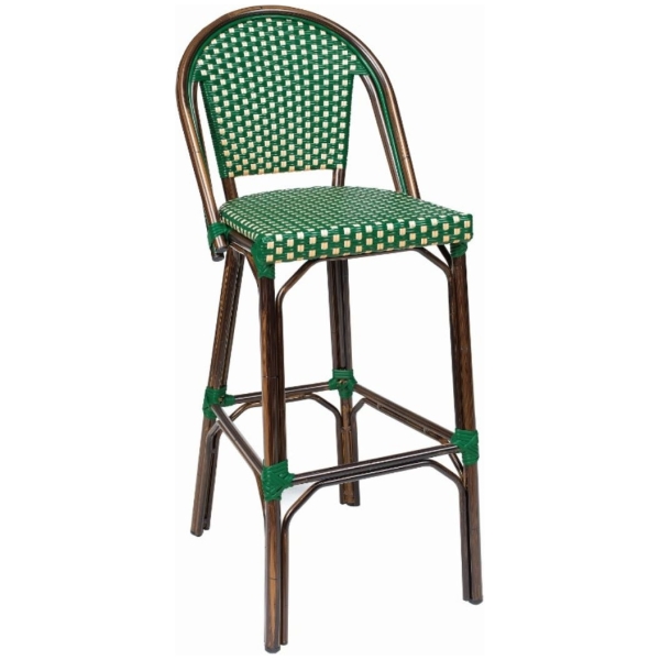 TABURETE TIVOLI EN ALUMINIO Y TEXTILINE VERDE Y CREMA DE INTURMOBLE - 1