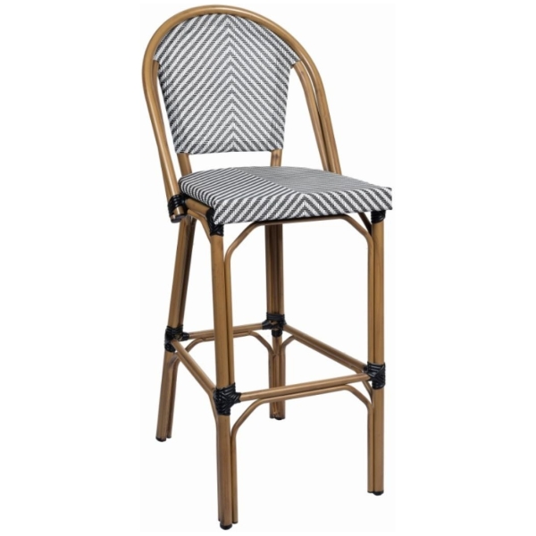 TABURETE TIVOLI EN ALUMINIO Y TEXTILINE NEGRO Y BLANCO DE INTURMOBLE - 1