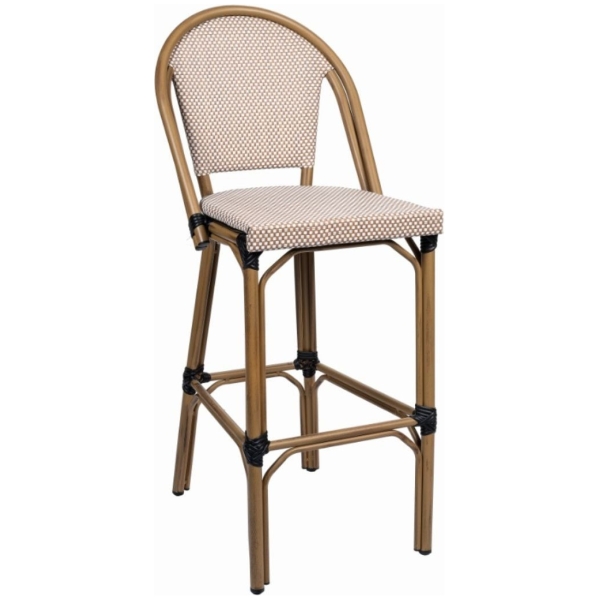 TABURETE TIVOLI EN ALUMINIO Y TEXTILINE LATTE DE INTURMOBLE - 1