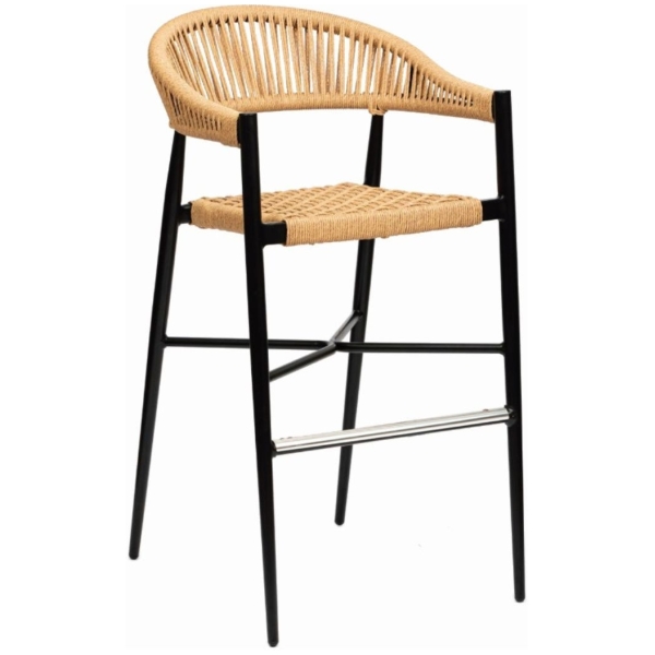 TABURETE PROVENZA CON BRAZOS EN ALUMINIO Y CUERDA CREMA DE INTURMOBLE - 1