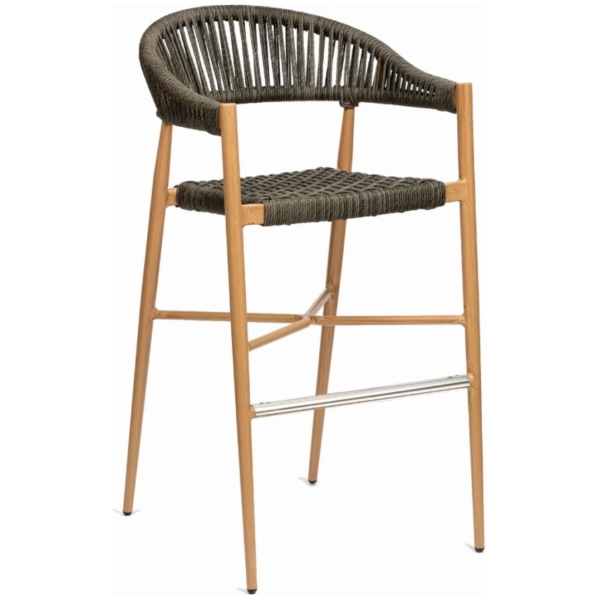 TABURETE PROVENZA CON BRAZOS EN ALUMINIO Y CUERDA GRIS DE INTURMOBLE - 1