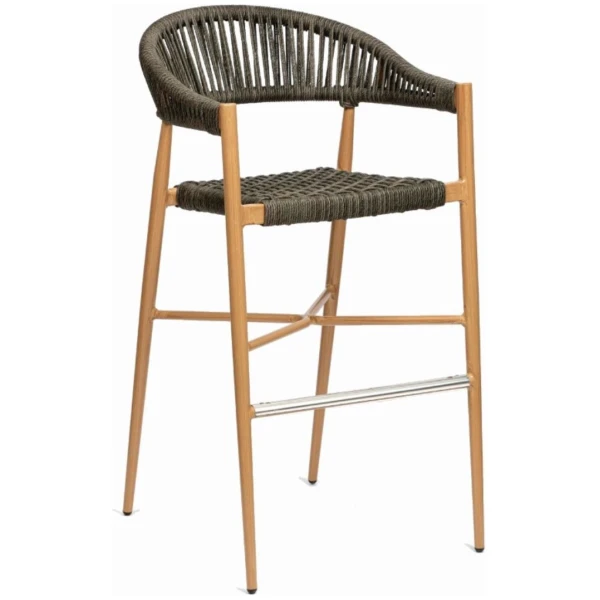 TABURETE PROVENZA CON BRAZOS EN ALUMINIO Y CUERDA GRIS DE INTURMOBLE - 1
