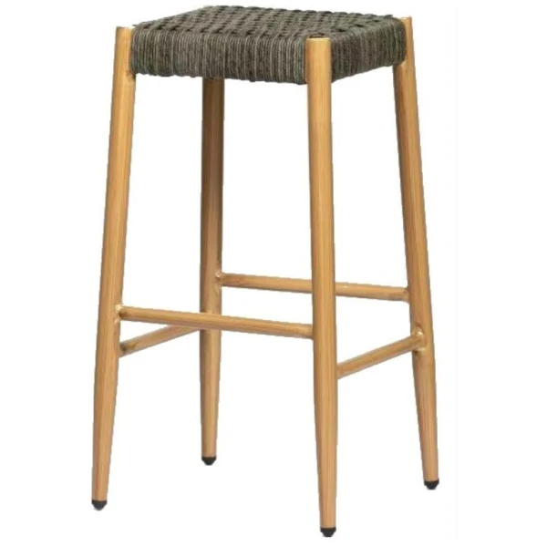 TABURETE PROVENZA CON BRAZOS EN ALUMINIO Y CUERDA GRIS DE INTURMOBLE - 1