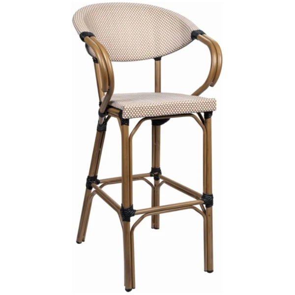 TABURETE FILIPINAS EN ALUMINIO Y TEXTILINE LATTE DE INTURMOBLE - 1