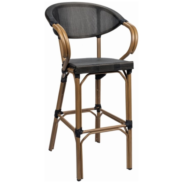 TABURETE FILIPINAS EN ALUMINIO Y TEXTILINE NEGRO DE INTURMOBLE - 1