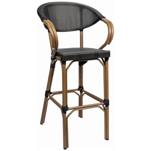 TABURETE FILIPINAS EN ALUMINIO Y TEXTILINE NEGRO DE INTURMOBLE - 1