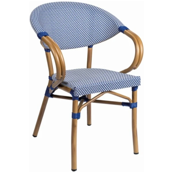 SILLA FILIPINAS EN ALUMINIO Y TEXTILINE AZUL Y BLANCO DE INTURMOBLE - 1