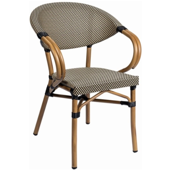 SILLA FILIPINAS EN ALUMINIO Y TEXTILINE NEGRO Y CREMA DE INTURMOBLE - 1