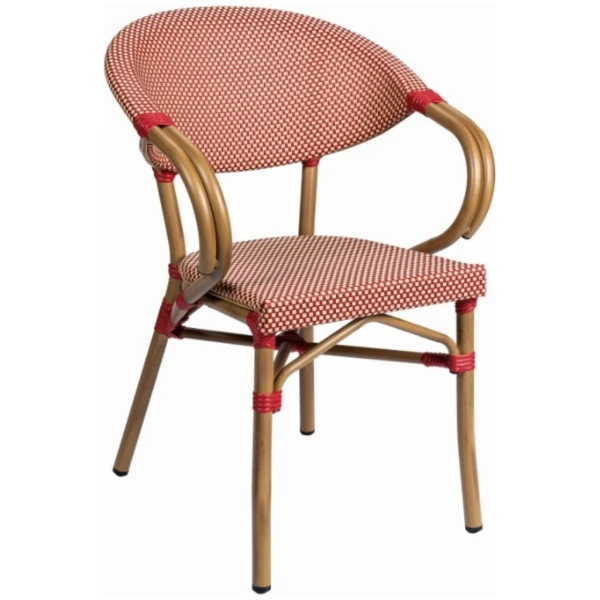 SILLA FILIPINAS EN ALUMINIO Y TEXTILINE ROJO Y CREMA DE INTURMOBLE - 1
