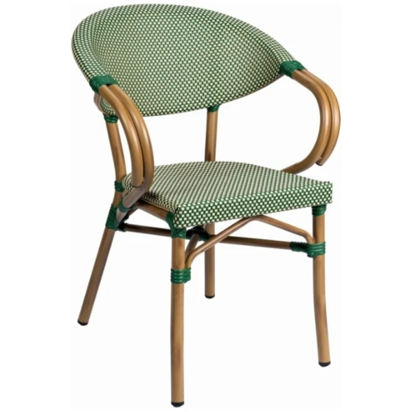 SILLA FILIPINAS EN ALUMINIO Y TEXTILINE VERDE Y CREMA DE INTURMOBLE - 1