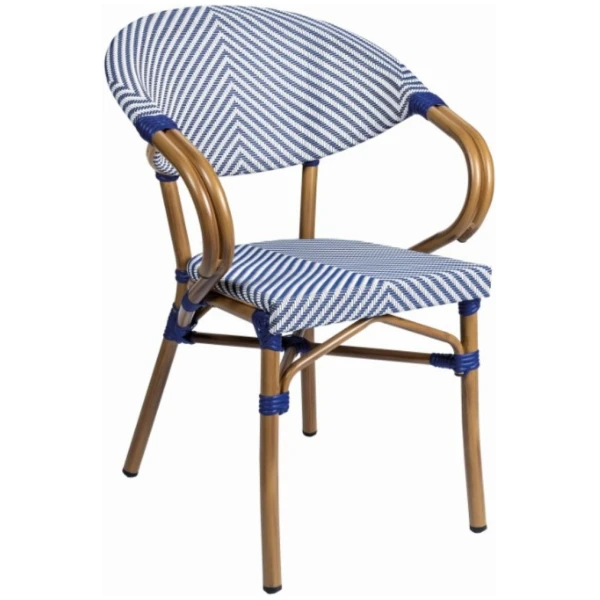 SILLA FILIPINAS EN ALUMINIO Y TEXTILINE EN ESPIGA AZUL Y BLANCO DE INTURMOBLE - 1