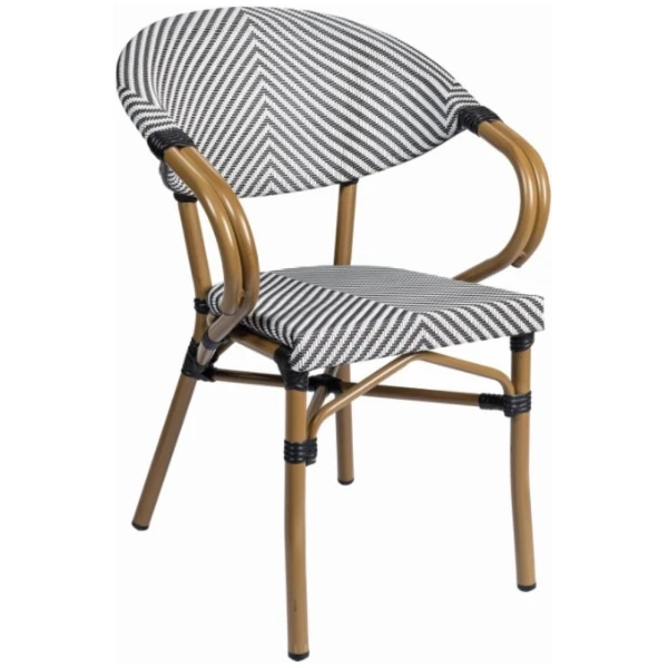 SILLA FILIPINAS EN ALUMINIO Y TEXTILINE EN ESPIGA NEGRO Y BLANCO DE INTURMOBLE - 1