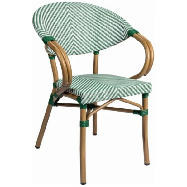 SILLA FILIPINAS EN ALUMINIO Y TEXTILINE EN ESPIGA VERDE Y BLANCO DE INTURMOBLE - 1