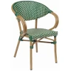 SILLA FILIPINAS EN ACERO PINTADO Y TEXTILINE TRENZADO VERDE Y CREMA DE INTURMOBLE - 1
