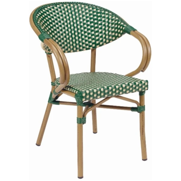 SILLA FILIPINAS EN ACERO PINTADO Y TEXTILINE TRENZADO VERDE Y CREMA DE INTURMOBLE - 1