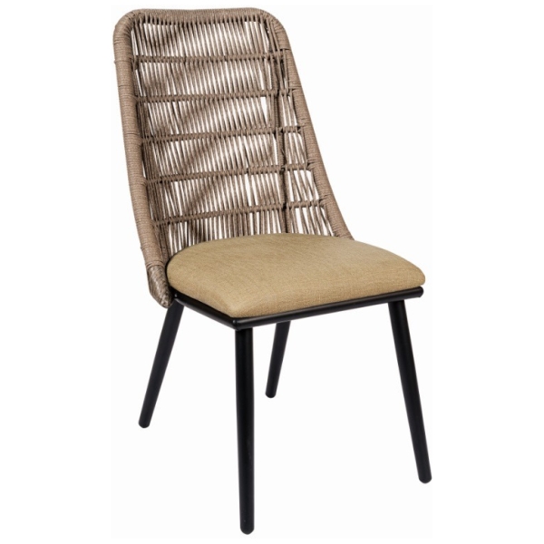 SILLA ALOHA EN ALUMINIO NEGRO Y CUERDA MARRÓN DE INTURMOBLE - 1