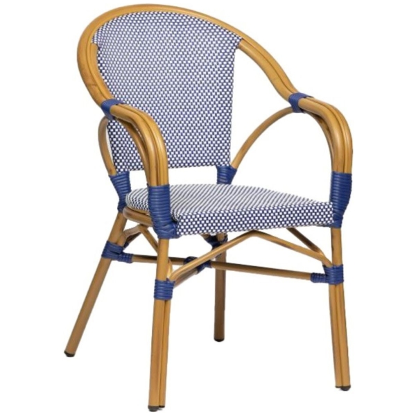 SILLÓN BIARRITZ EN ALUMINIO Y TEXTILINE AZUL Y BLANCO DE INTURMOBLE - 1