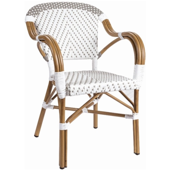 SILLÓN BIARRITZ EN ALUMINIO Y TEXTILINE TRENZADO BLANCO Y GRIS DE INTURMOBLE - 1