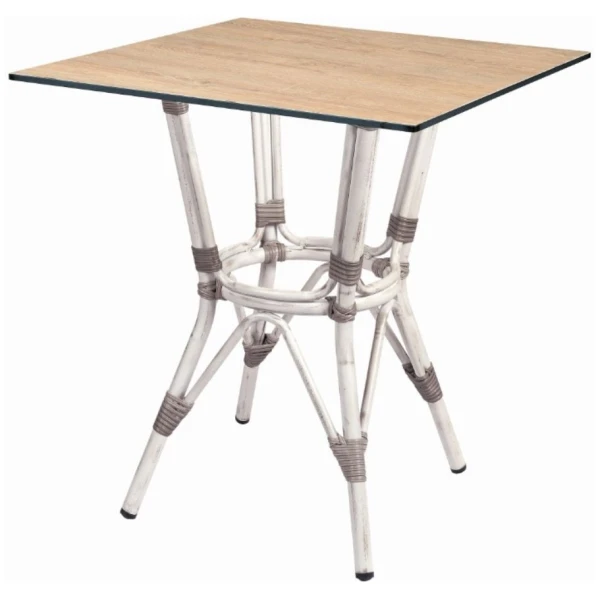 MESA CUADRADA MARTINICA EN ALUMINIO Y COMPACTO COLOR ROBLE DE INTURMOBLE - 1