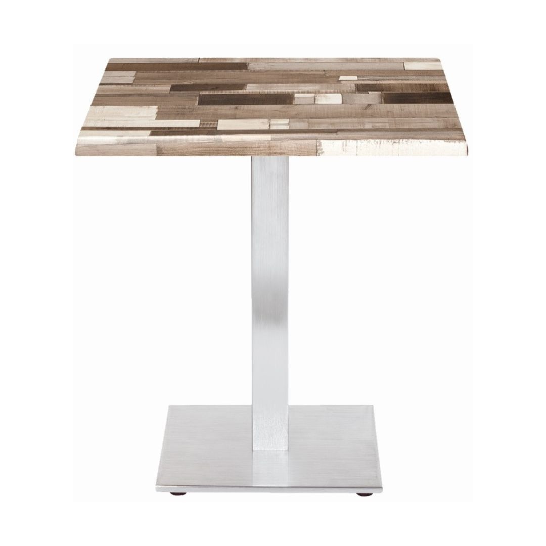 MESA CUADRADA MUNICH EN ALUMINIO Y WERZALITH COLOR KEBANA TAUPE DE INTURMOBLE - 1