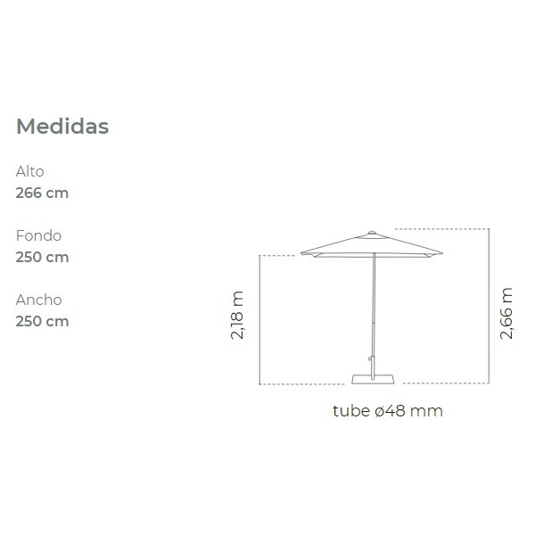 PARASOL EOLO ANTRACITA BLANCO 2.5X2.5 - 2