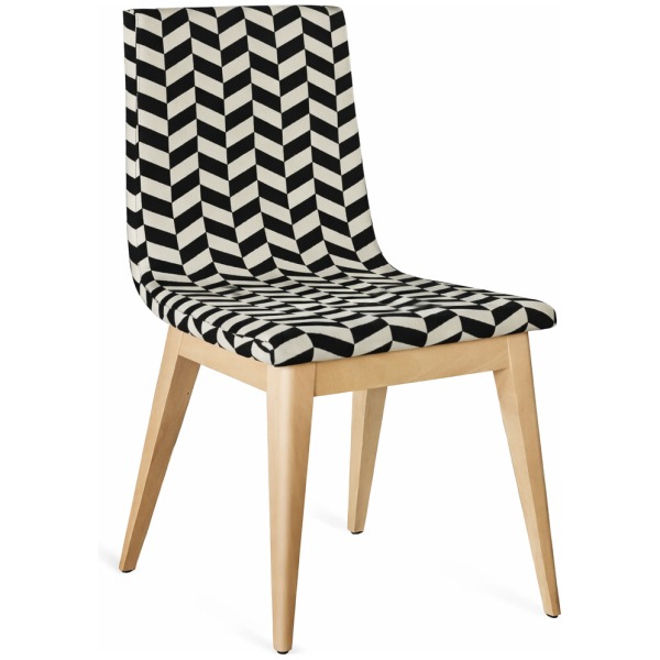 Silla Aria de haya tapizado geométrico