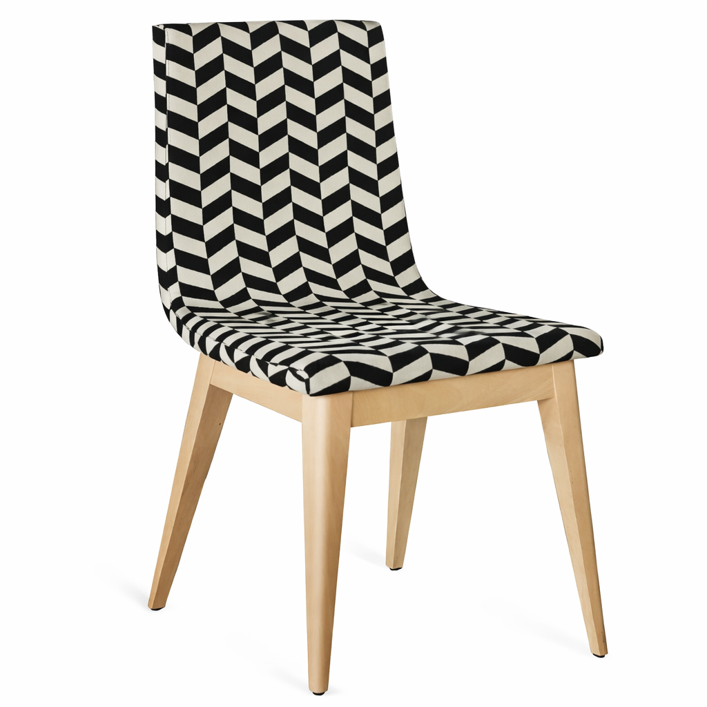 Silla Aria de haya tapizado geométrico