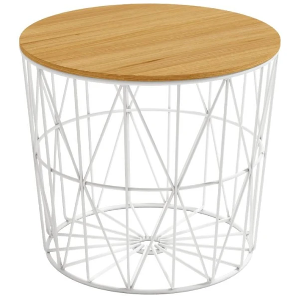 MESA ATLANTICO EN BLANCO Y MADERA DE 48 CM - 1