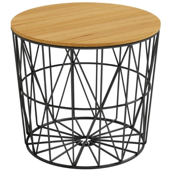 MESA ATLANTICO EN NEGRO Y MADERA DE 48 CM - 1