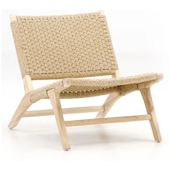 SILLÓN LOUNCHE EN MADERA Y TRENZADO NATURAL - 1