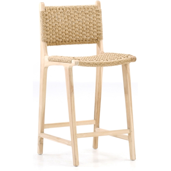 TABURETE ROBIN EN MADERA Y TRENZADO - 1