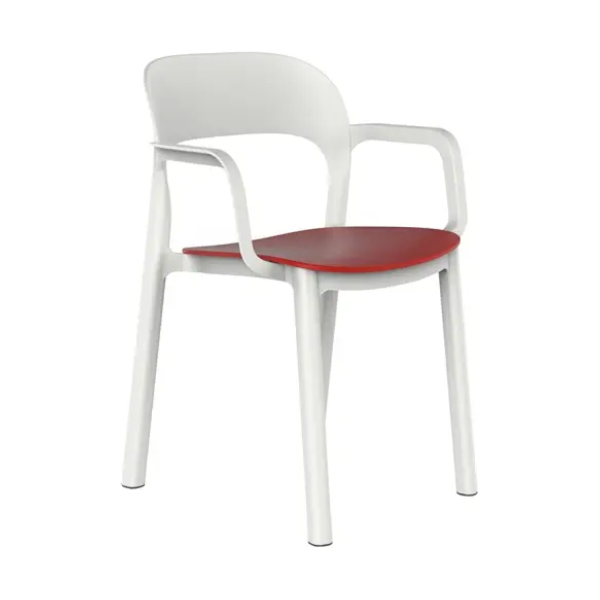 SILLA ONA BLANCA/ROJA CON BRAZOS DE RESOL - 1