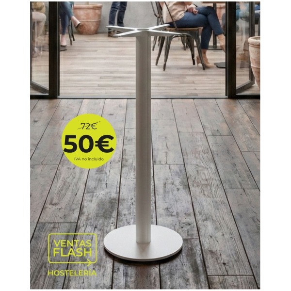 Pie de mesa alto redondo de hierro blanco Horeca