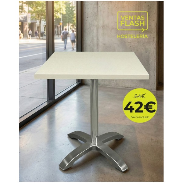 Mesa con pie de aluminio y tablero melamina 70x70 cm Horeca