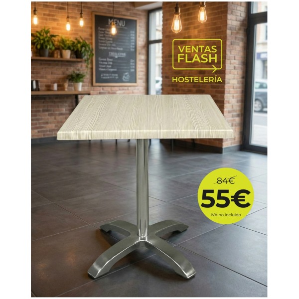 Mesa con pie de aluminio y tablero Werzalit 70x70 cm Horeca