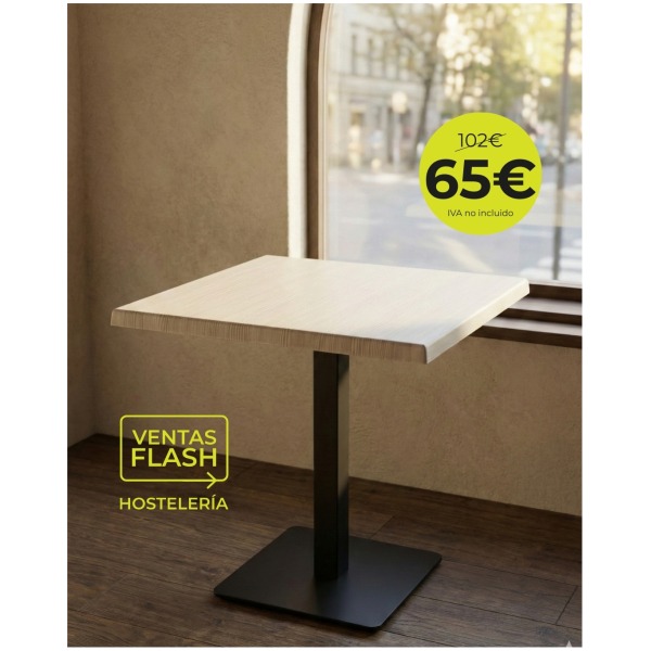 Mesa con pie de hierro negro y tablero Werzalit 70x70cm Horeca