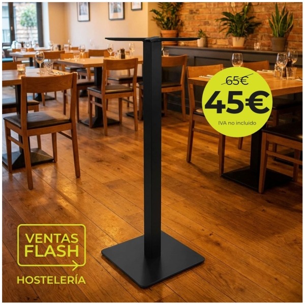 Pie de mesa alto cuadrado de hierro negro Horeca