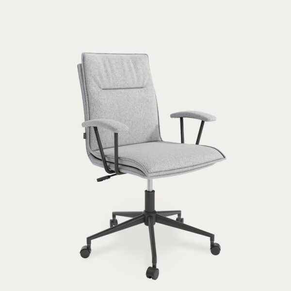 Silla de oficina Bonn giratoria con ruedas tapizada gris y patas metálicas negras