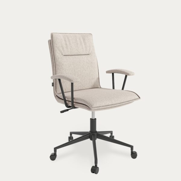 Silla de oficina Bonn giratoria con ruedas tapizada marrón y patas metálicas negras