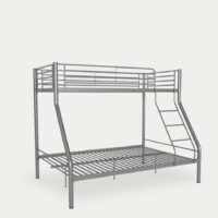 Litera metálica Bilbao gris con cama inferior de 135x190 cm y superior de 90x190 cm
